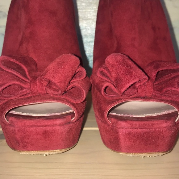 MIU MIU Suede Peep Toe Bow Ankle Bootie EUC sz 39 - Picture 15 of 16